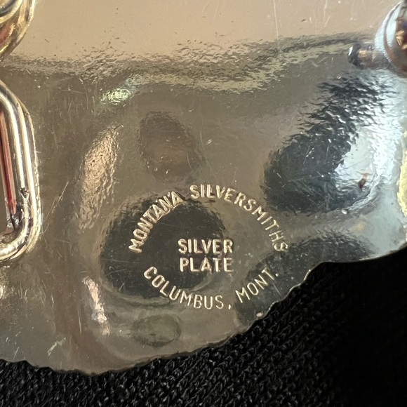 Montana Silversmith Vintage 1994 Columbus Mont Silver and Gold Plate Belt Buckle